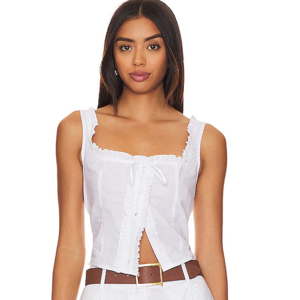 SNDYS White Ruffled Top in XS NWOT